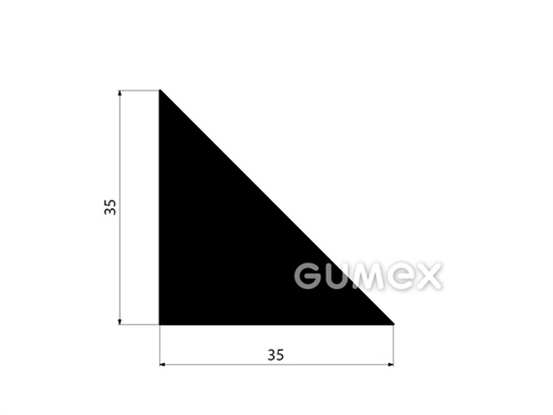 Gumový profil trojuholníkový, 35x35mm, 70°ShA, EPDM, -40°C/+100°C, čierny